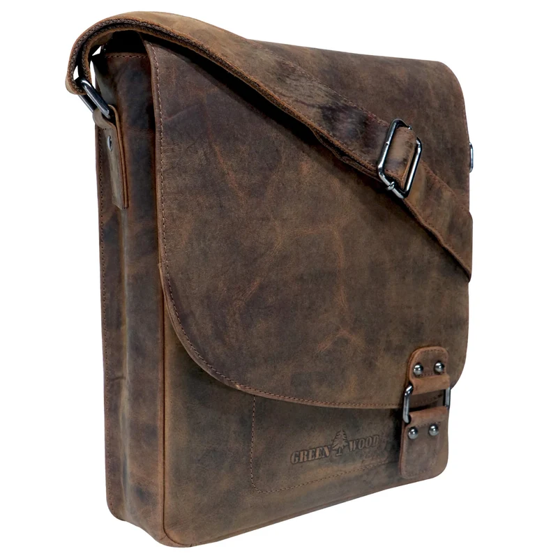 Hedwig Collegetasche Leder Damen Umhängetasche Herren Schultertasche A4