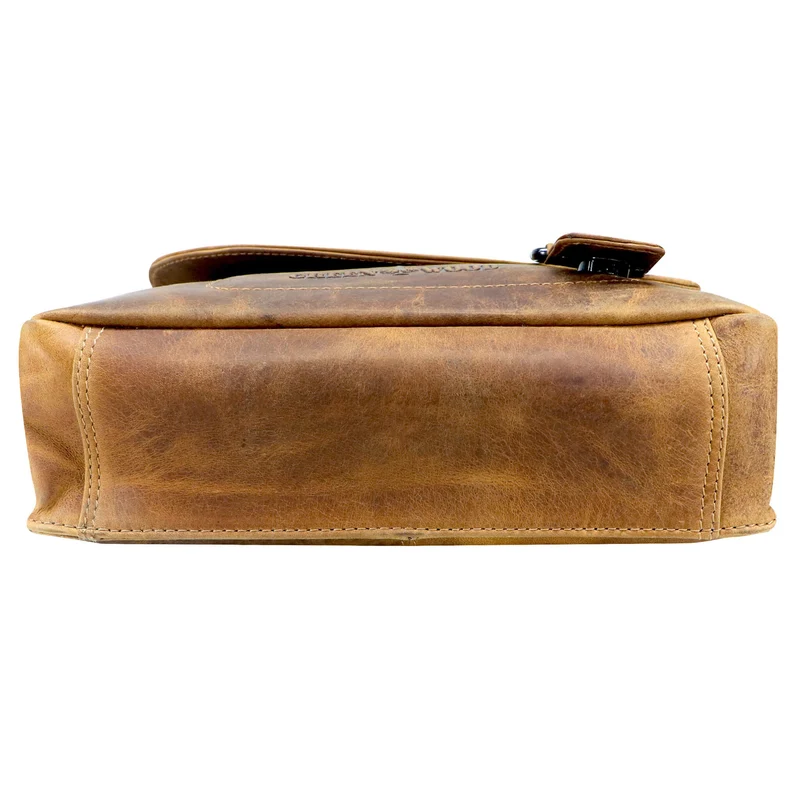 Hedwig Collegetasche Leder Damen Umhängetasche Herren Schultertasche A4