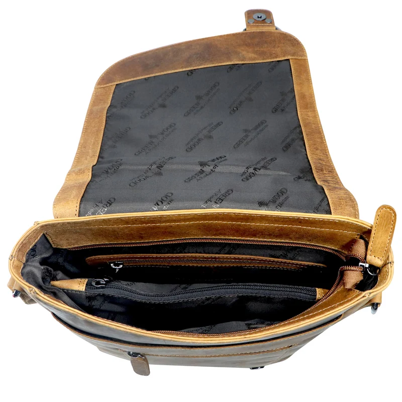 Hedwig Collegetasche Leder Damen Umhängetasche Herren Schultertasche A4