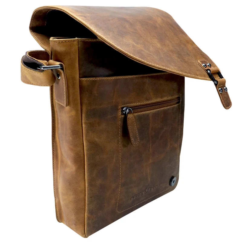 Hedwig Collegetasche Leder Damen Umhängetasche Herren Schultertasche A4