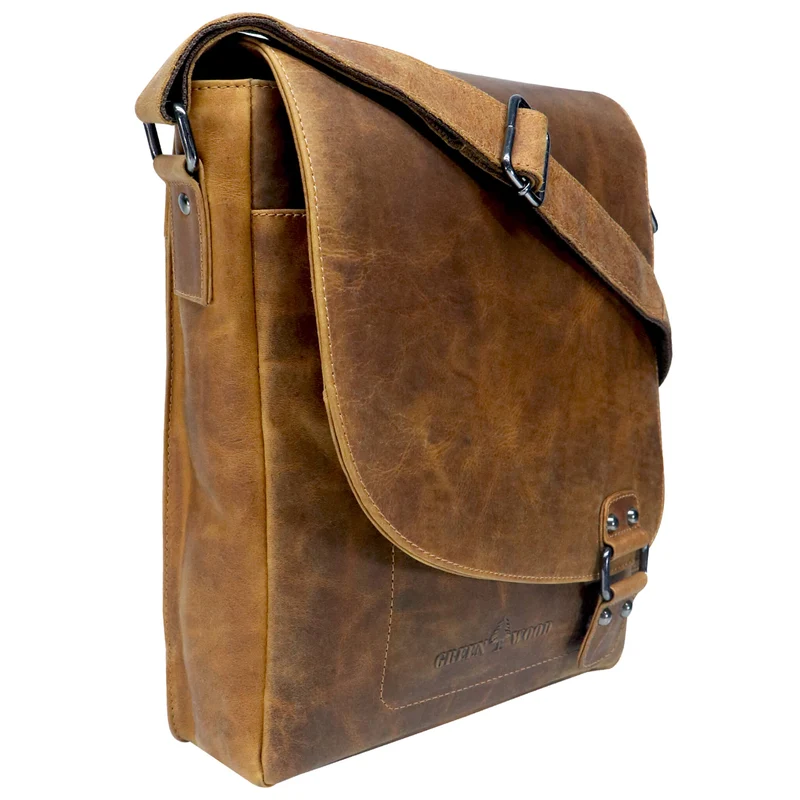 Hedwig Collegetasche Leder Damen Umhängetasche Herren Schultertasche A4
