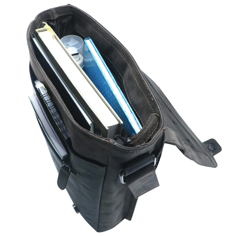 Hedwig Collegetasche Leder Damen Umhängetasche Herren Schultertasche A4