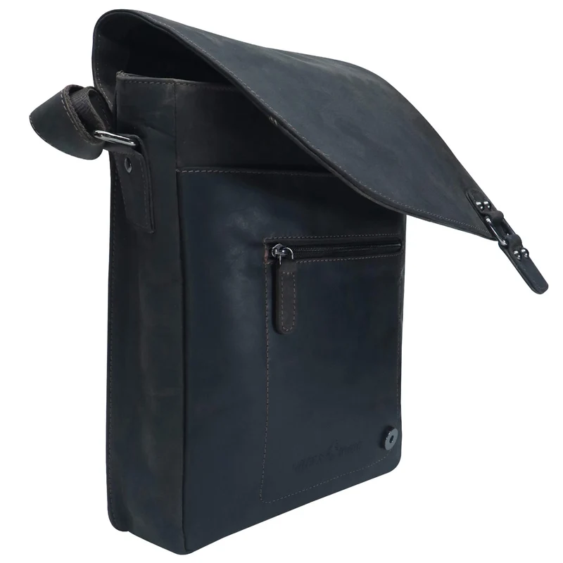 Hedwig Collegetasche Leder Damen Umhängetasche Herren Schultertasche A4