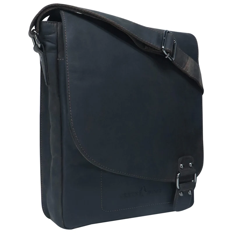 Hedwig Collegetasche Leder Damen Umhängetasche Herren Schultertasche A4