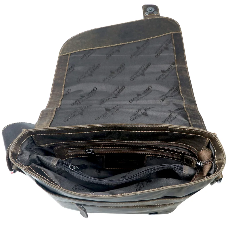Hedwig Collegetasche Leder Damen Umhängetasche Herren Schultertasche A4