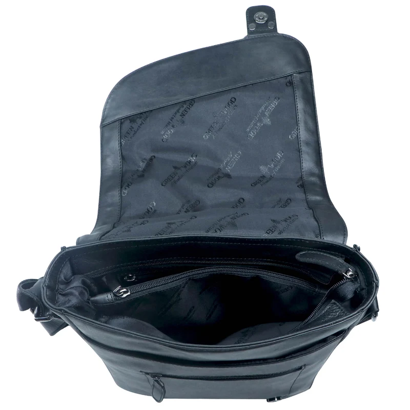 Hedwig Collegetasche Leder Damen Umhängetasche Herren Schultertasche A4