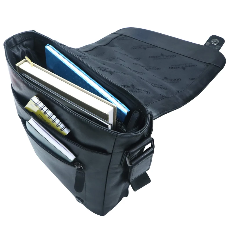 Hedwig Collegetasche Leder Damen Umhängetasche Herren Schultertasche A4