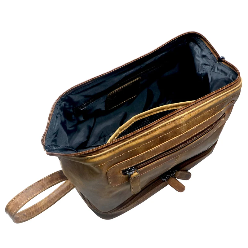 Hans Kosmetiktasche Damen Leder Große Kulturtasche Herren Wasserfest
