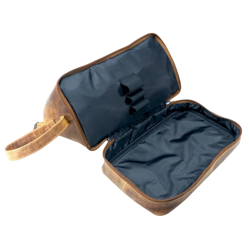 Hans Kosmetiktasche Damen Leder Große Kulturtasche Herren Wasserfest