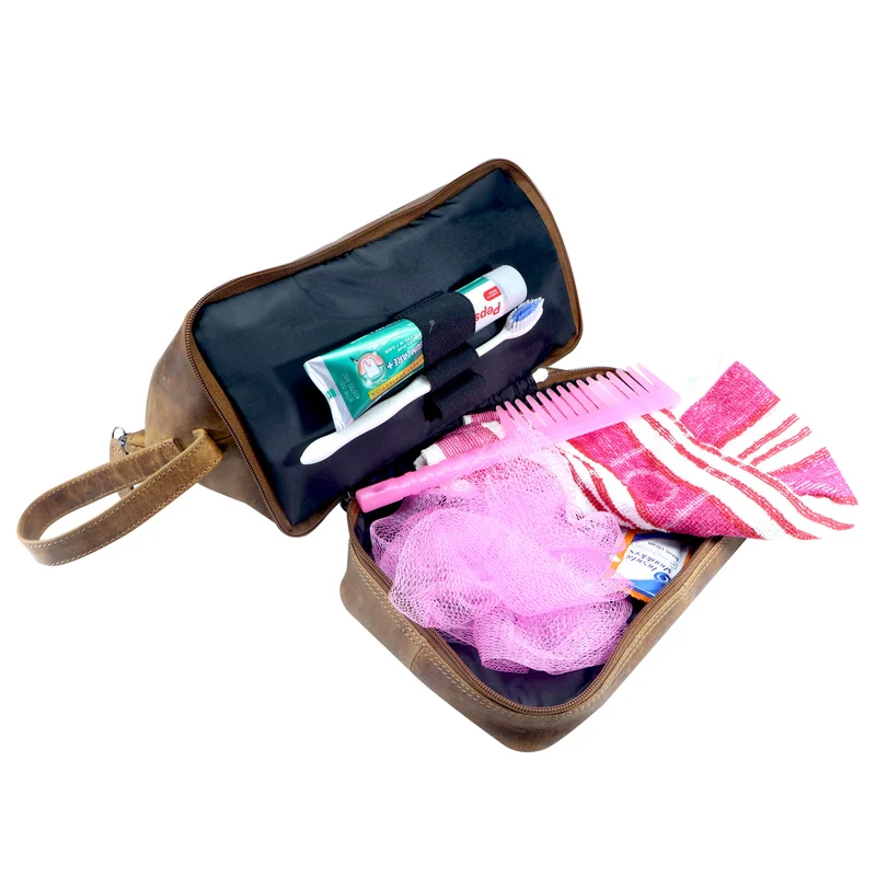 Hans Kosmetiktasche Damen Leder Große Kulturtasche Herren Wasserfest