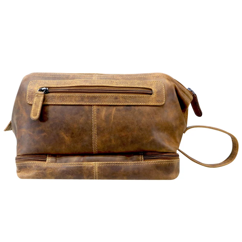 Hans Kosmetiktasche Damen Leder Große Kulturtasche Herren Wasserfest