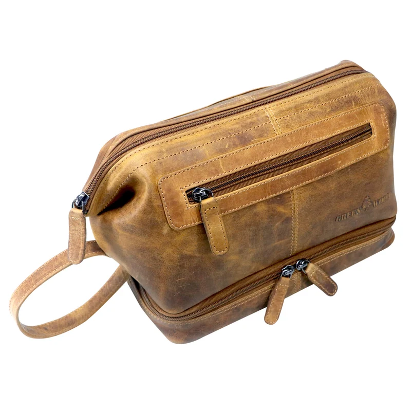 Hans Kosmetiktasche Damen Leder Große Kulturtasche Herren Wasserfest