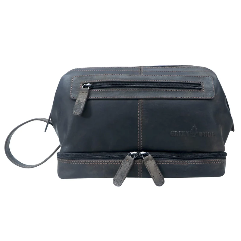 Hans Kosmetiktasche Damen Leder Große Kulturtasche Herren Wasserfest