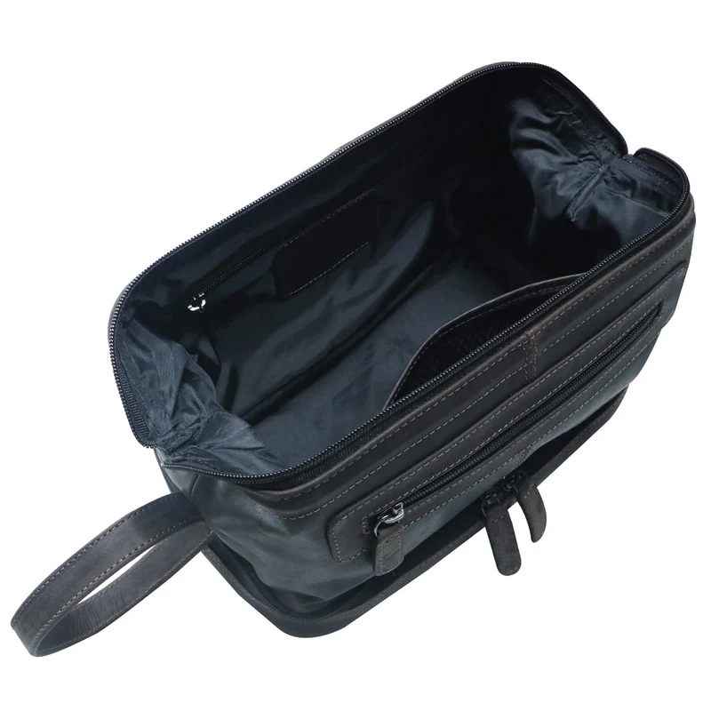 Hans Kosmetiktasche Damen Leder Große Kulturtasche Herren Wasserfest