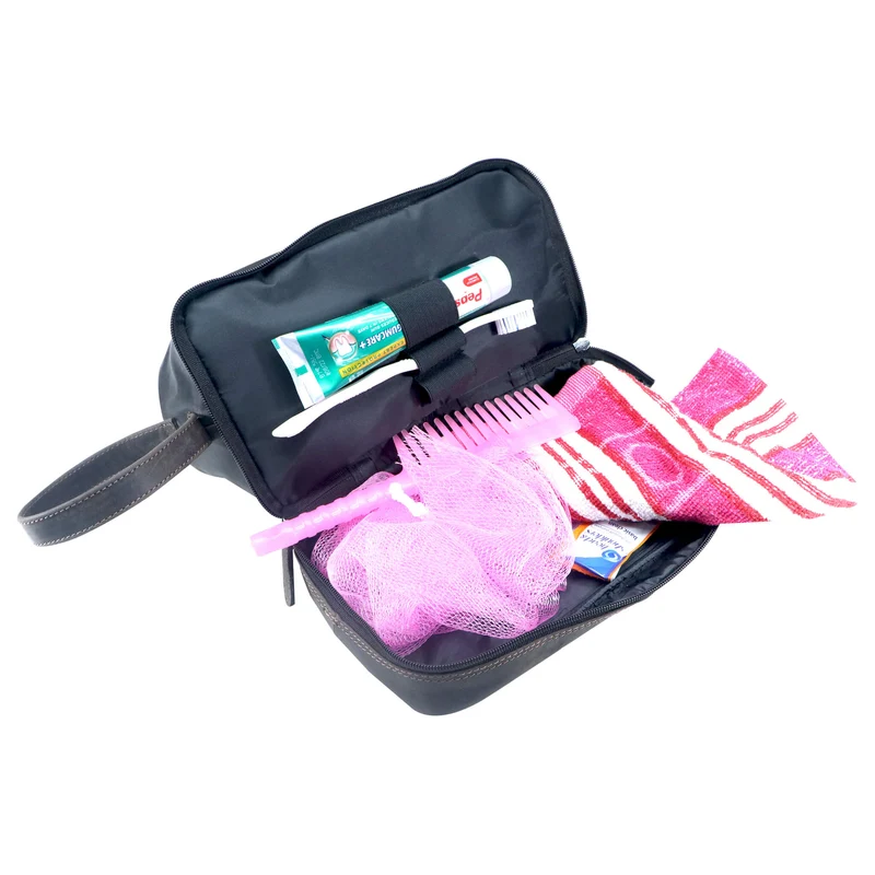 Hans Kosmetiktasche Damen Leder Große Kulturtasche Herren Wasserfest