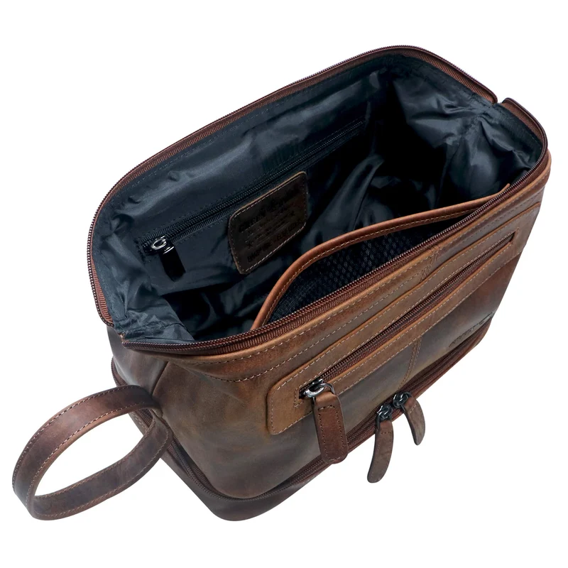 Hans Kosmetiktasche Damen Leder Große Kulturtasche Herren Wasserfest