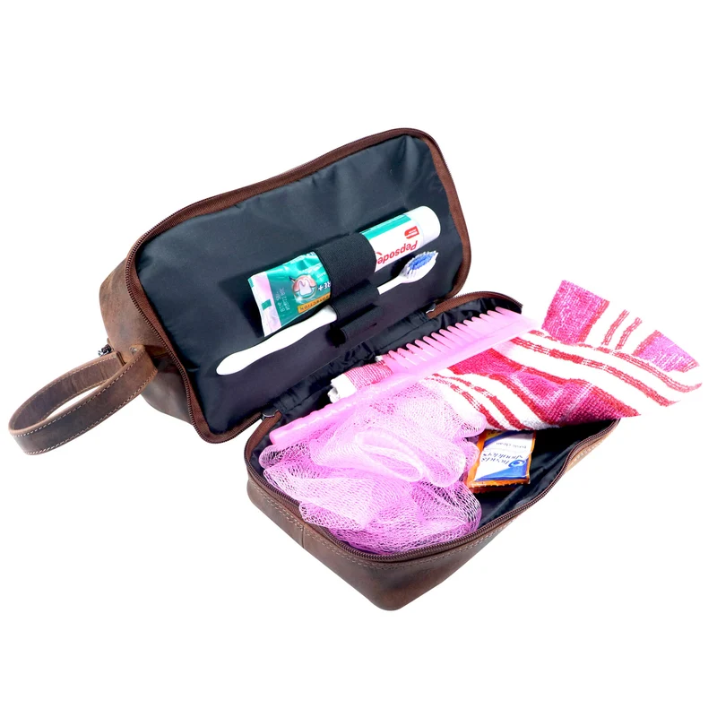 Hans Kosmetiktasche Damen Leder Große Kulturtasche Herren Wasserfest