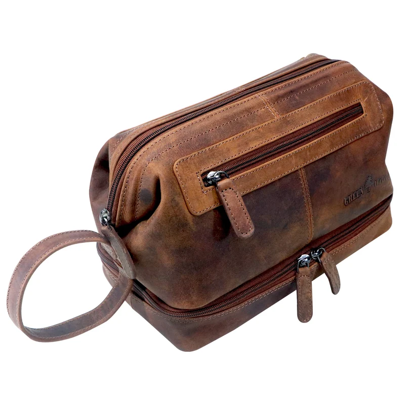 Hans Kosmetiktasche Damen Leder Große Kulturtasche Herren Wasserfest