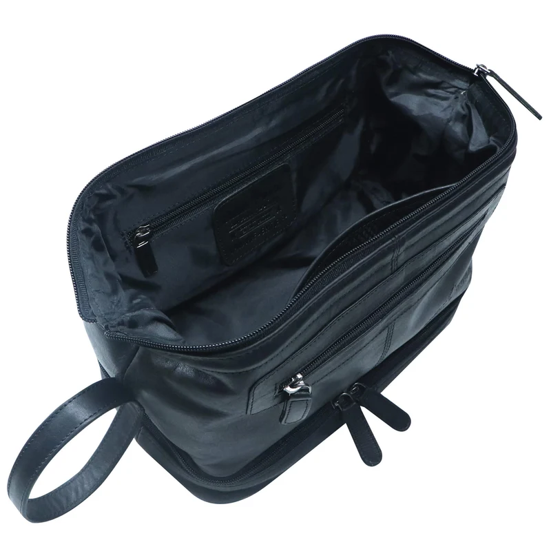 Hans Kosmetiktasche Damen Leder Große Kulturtasche Herren Wasserfest