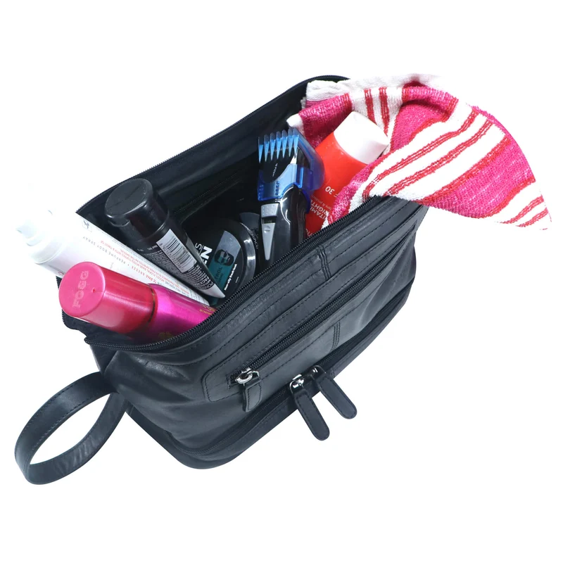 Hans Kosmetiktasche Damen Leder Große Kulturtasche Herren Wasserfest