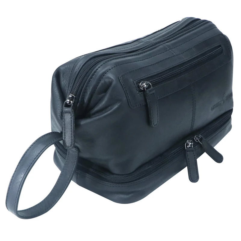 Hans Kosmetiktasche Damen Leder Große Kulturtasche Herren Wasserfest