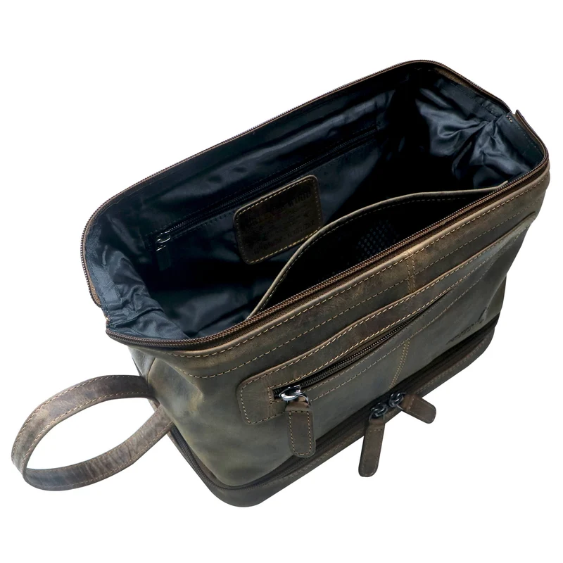 Hans Kosmetiktasche Damen Leder Große Kulturtasche Herren Wasserfest