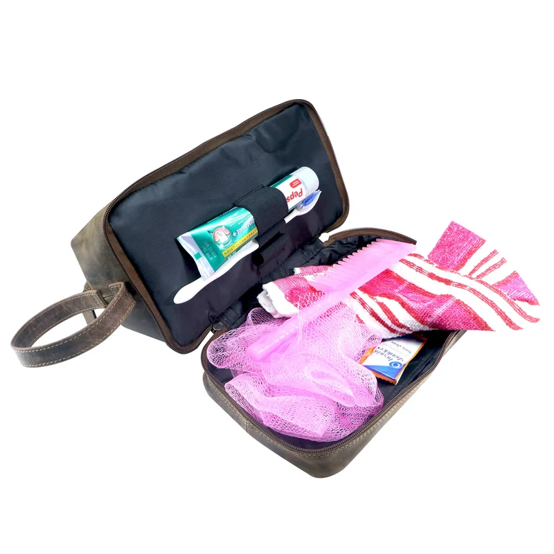 Hans Kosmetiktasche Damen Leder Große Kulturtasche Herren Wasserfest