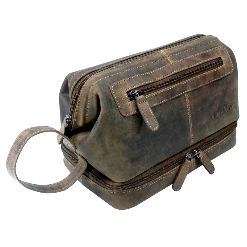 Hans Kosmetiktasche Damen Leder Große Kulturtasche Herren Wasserfest
