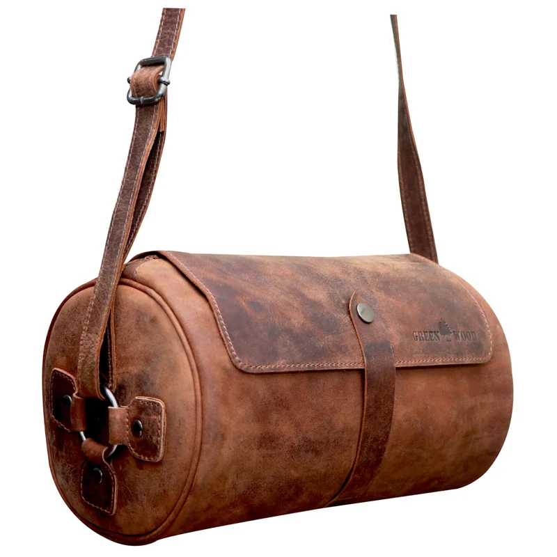 Molinero Zylindertasche Leder Umhängetasche Damen Runde Crossbody Tasche
