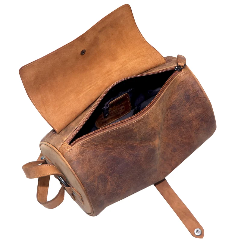 Molinero Zylindertasche Leder Umhängetasche Damen Runde Crossbody Tasche