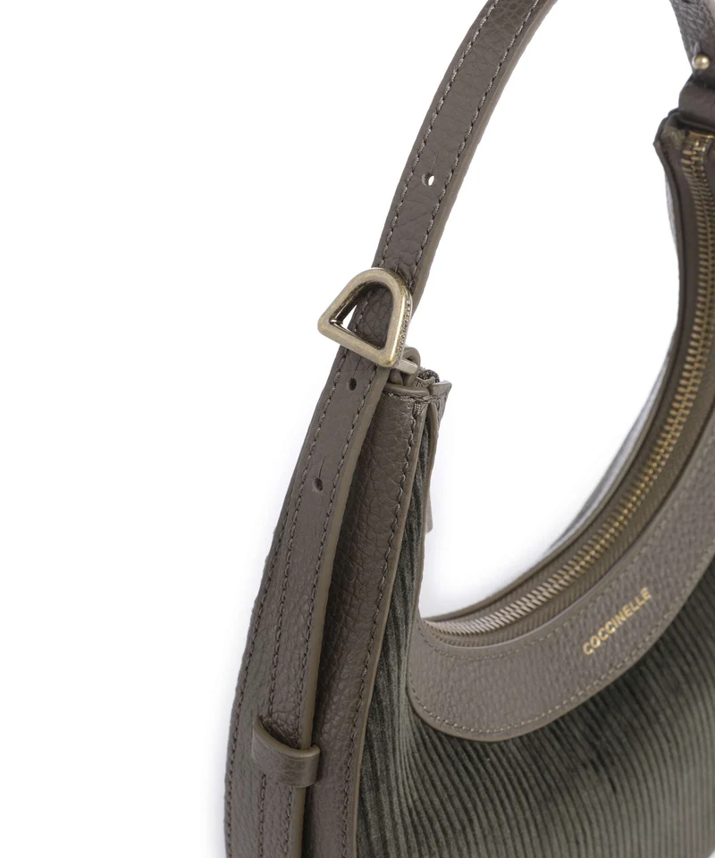 Coccinelle Whisper Corduroy Schultertasche fango
