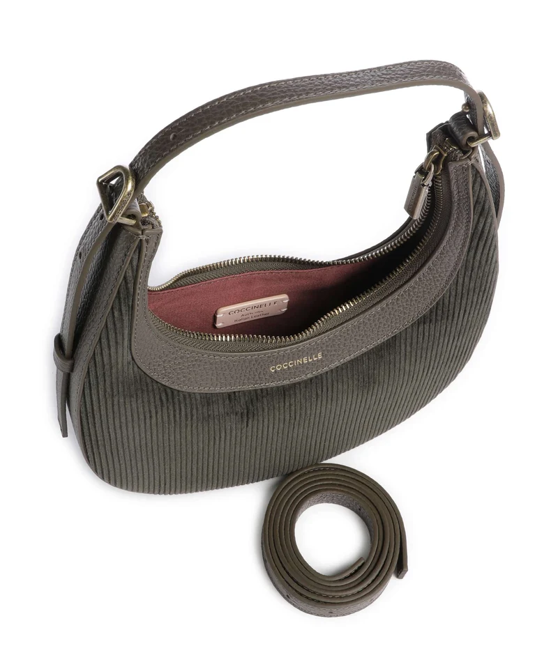 Coccinelle Whisper Corduroy Schultertasche fango