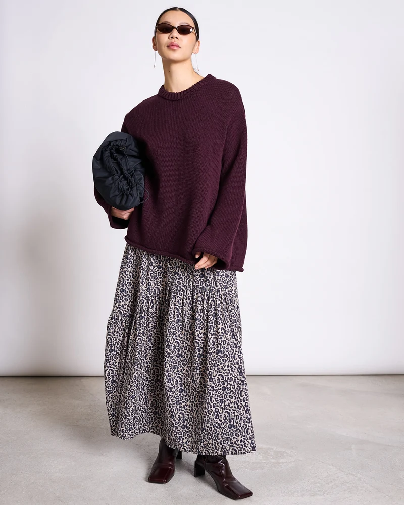 Rock Tiered Maxi Skirt Alca Leo Print