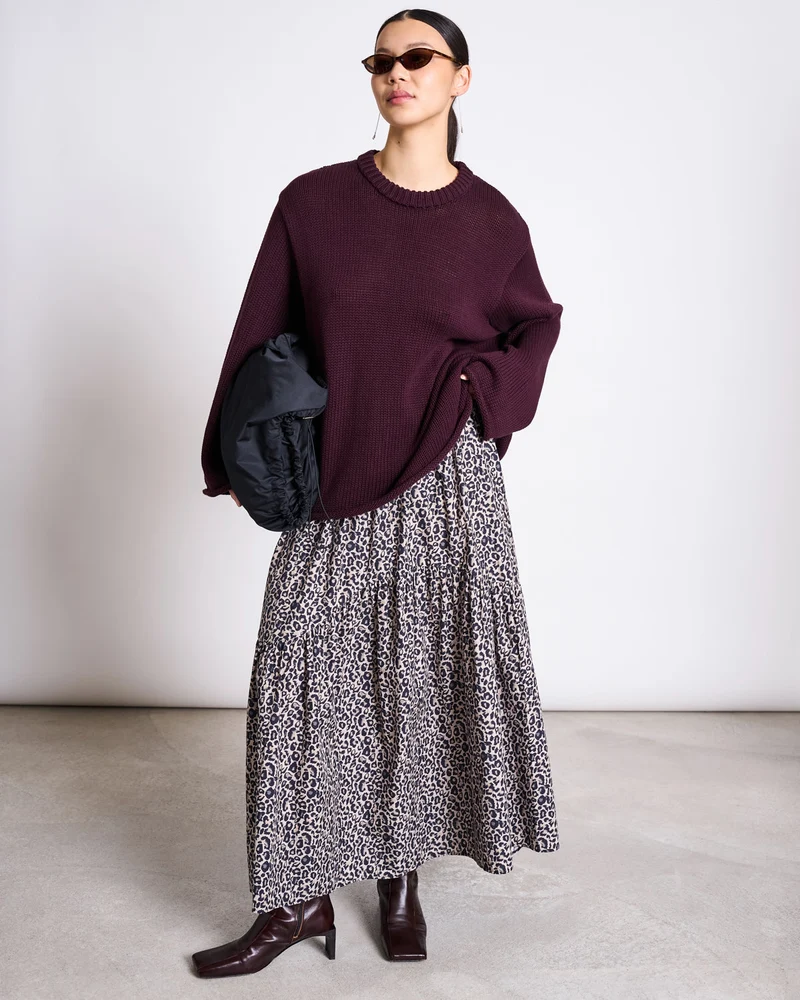 Rock Tiered Maxi Skirt Alca Leo Print