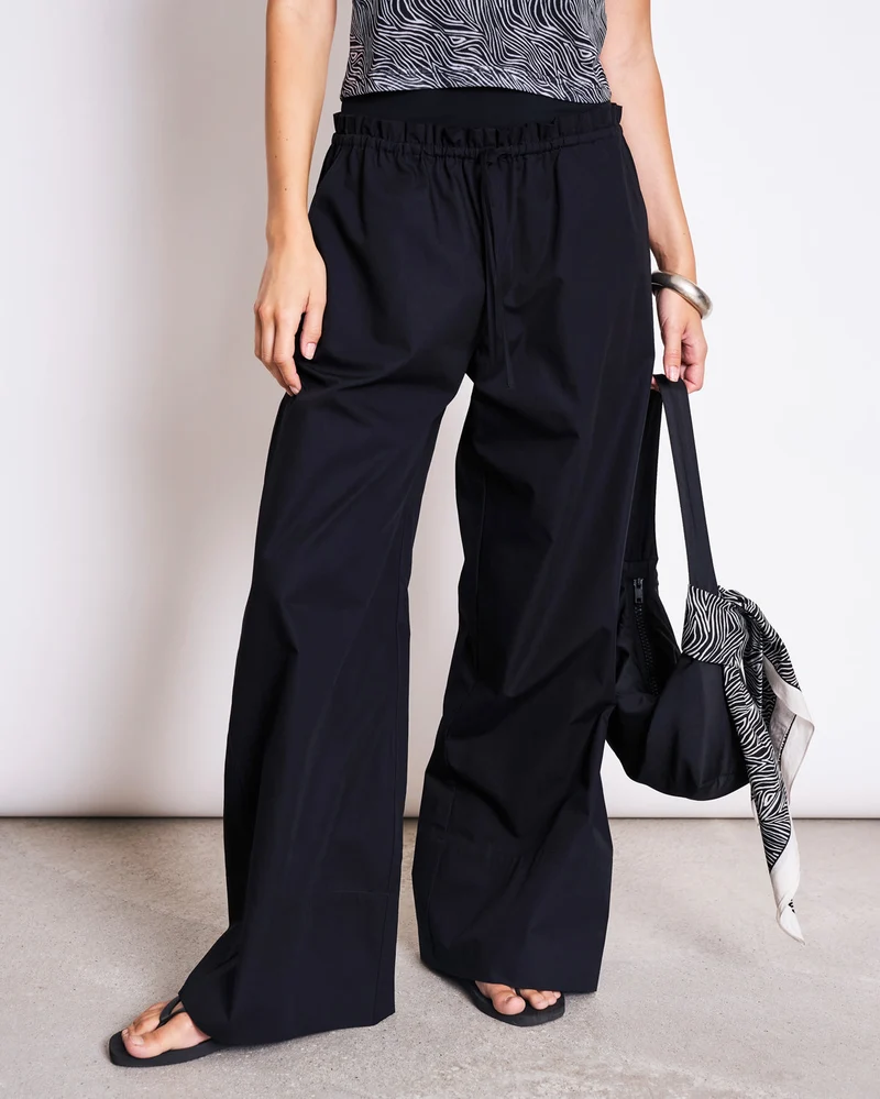 Hose Drawstring Wide Pants Kiva Black