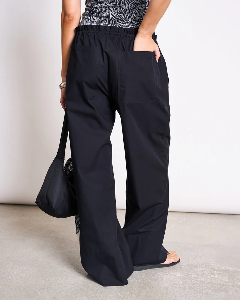 Hose Drawstring Wide Pants Kiva Black