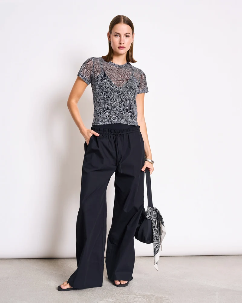 Hose Drawstring Wide Pants Kiva Black