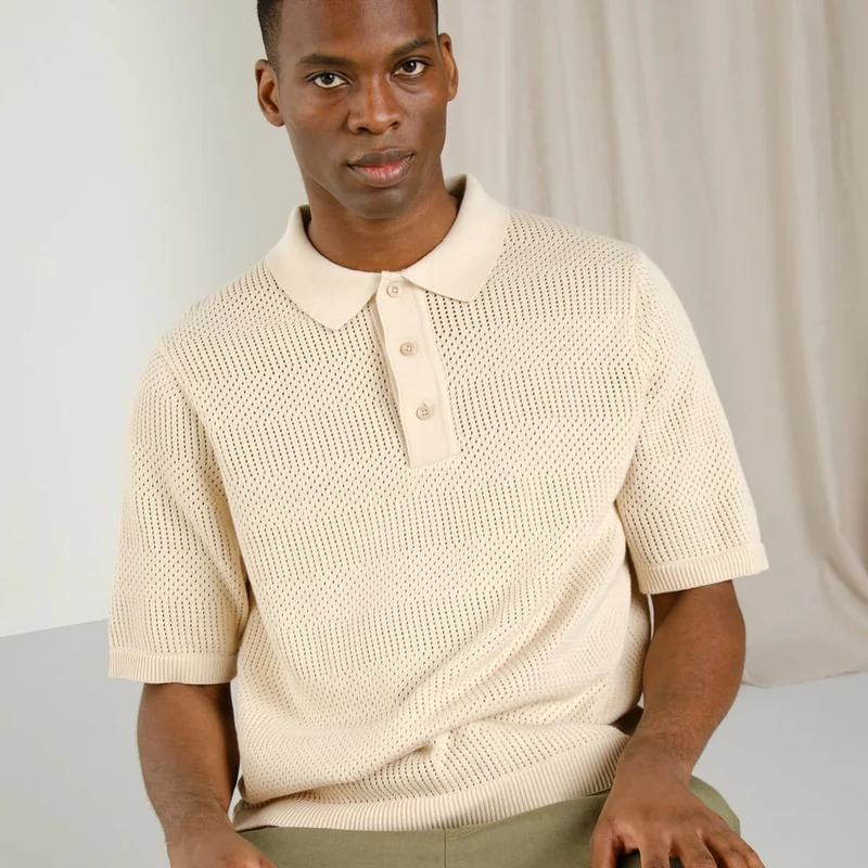 Polo Knitted Nogersund Vanilla White