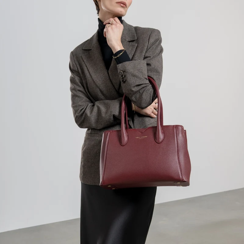 Isabel Bernard Honoré Cloe Midi Bordeaux Kalbsleder Handtasche IB25082-052