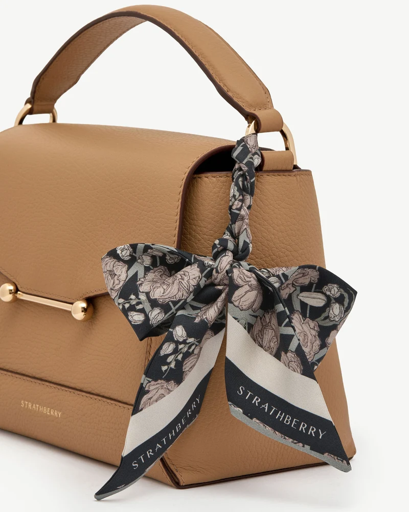 Silk Skinny Scarf - ECA Charlotte Floral Black/Oat