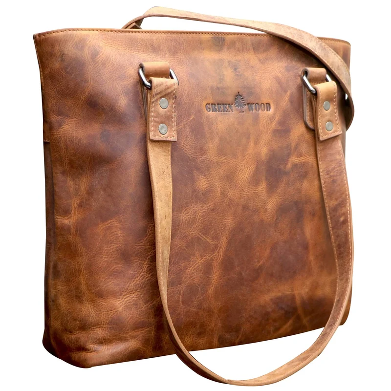 Olivia Henkeltasche Leder Shopper Tasche Tote Bag Schultertasche Damen