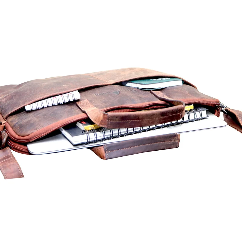 Fred Laptoptasche 13 Zoll Leder mit abnehmbarem Schultergurt Macbook Air Hülle