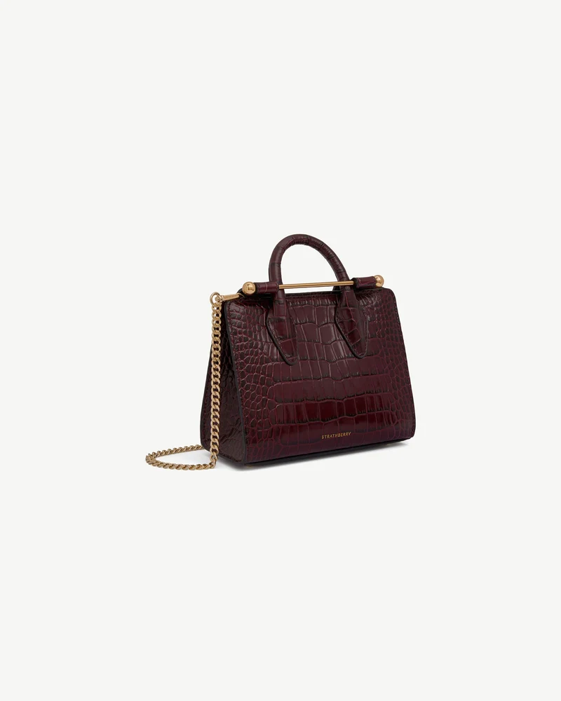 Nano Tote - Croc-Embossed Leather Burgundy