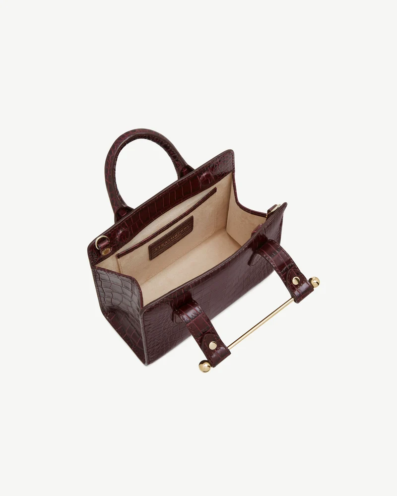Nano Tote - Croc-Embossed Leather Burgundy