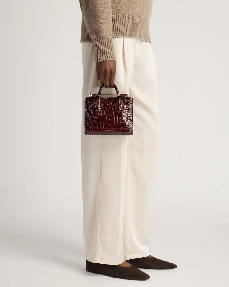 Nano Tote - Croc-Embossed Leather Burgundy