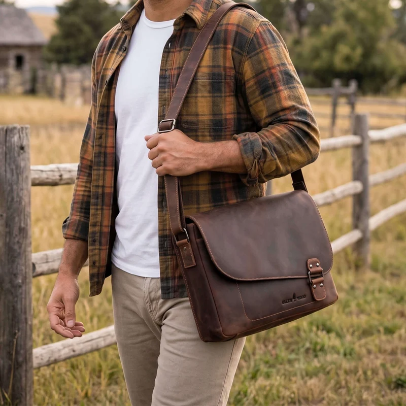 Martin Schultertasche Damen Groß Umhängetasche Herren Ledertasche