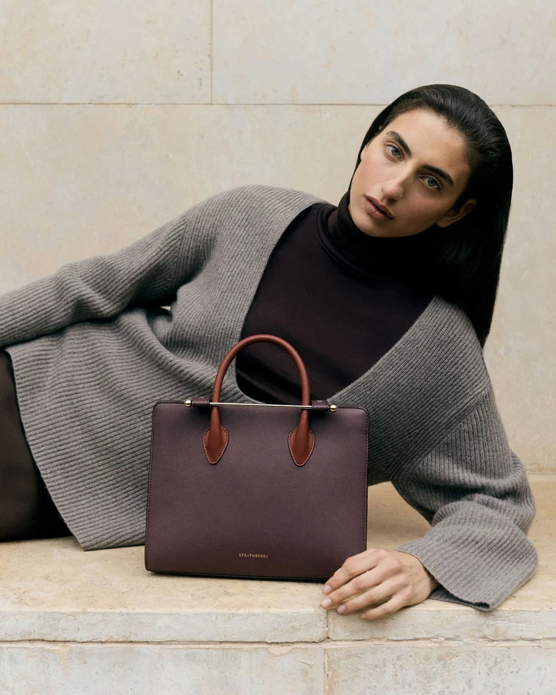 Midi Tote - Burgundy/Walnut/Chestnut