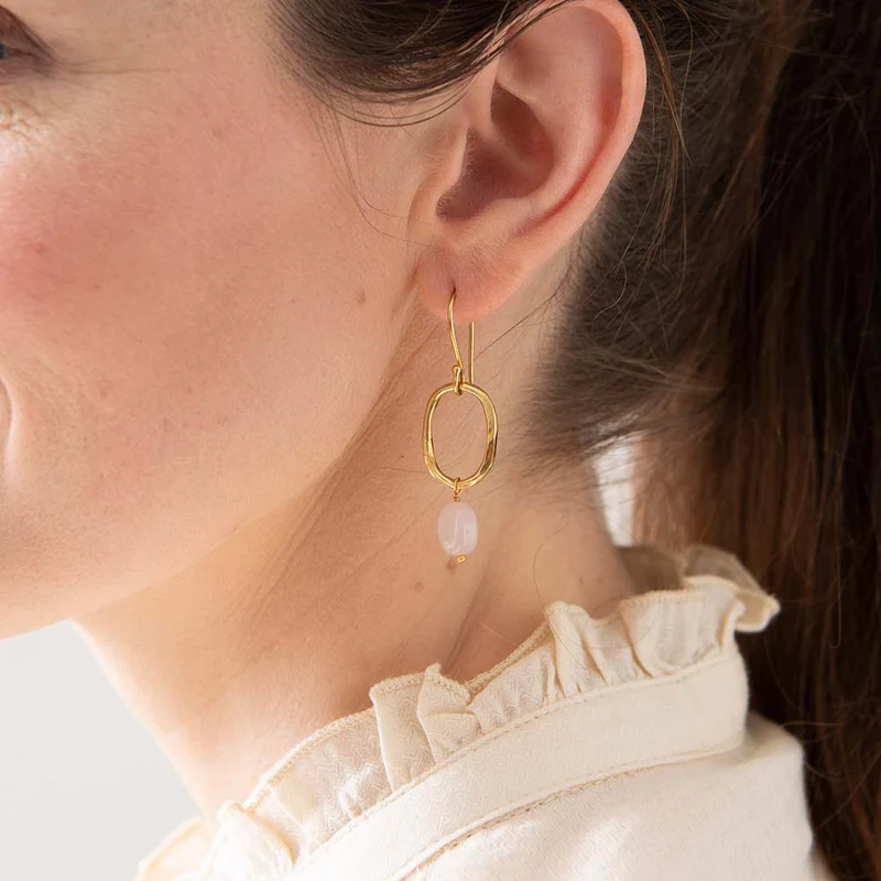 Ohrringe Graceful Rosenquarz Gold