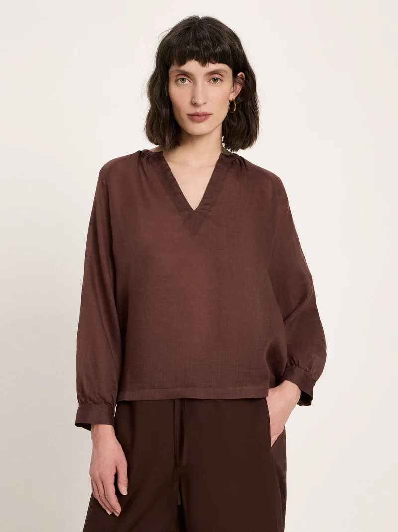 Bluse 3/4 Arm Chocolate