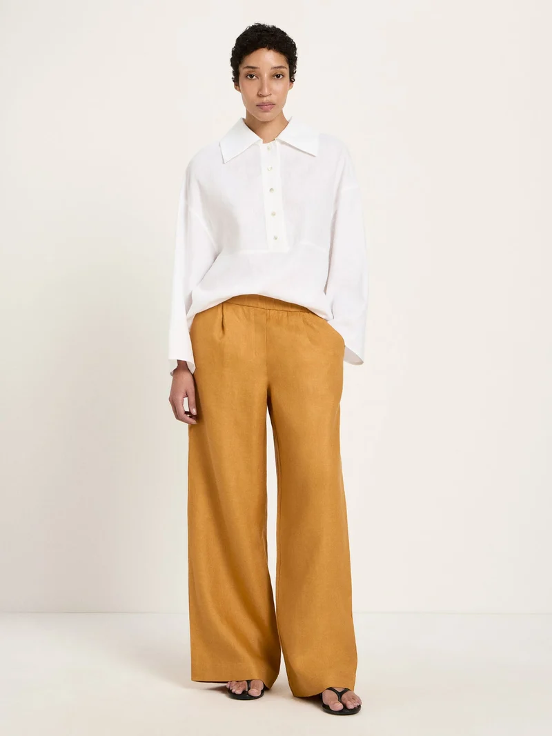 Hose GOTS mit weitem Bein Dark Honey